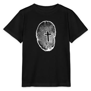 Fingerabdruck Kreuz Christlich Katholisch Symbol - Stanley/Stella Kinder T-Shirt MINI CREATOR  - Schwarz - Vorne - Mikhail (115cm)
