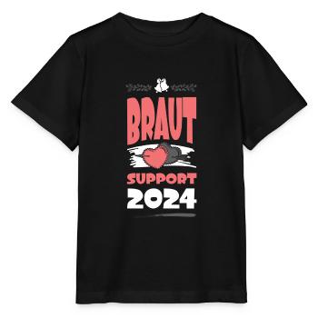 Braut Support 2024 Hochzeit Herz - Stanley/Stella Kinder T-Shirt MINI CREATOR  - Schwarz - Vorne - Mikhail (115cm)