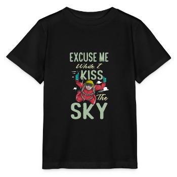 Excuse Me While I Kiss The Sky Funny Skydiver Sky - Stanley/Stella Kinder T-Shirt MINI CREATOR  - Schwarz - Vorne - Mikhail (115cm)
