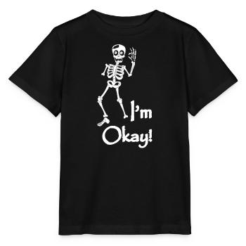 Skelett Kostüm Ich bin Okay - Stanley/Stella Kinder T-Shirt MINI CREATOR  - Schwarz - Vorne - Mikhail (115cm)