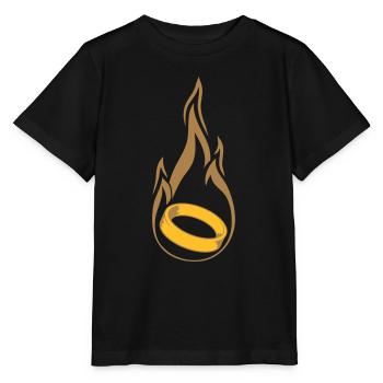 chaud brûler feu flamme flambeau se marier ring ho - T-shirt bio MINI CREATOR Stanley/Stella Enfant - noir - Devant - Mikhail (115cm)