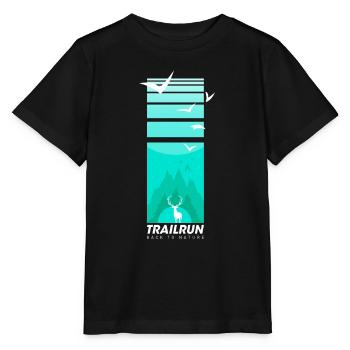 Trailrun Wildnis Hirsch - Stanley/Stella Kinder T-Shirt MINI CREATOR  - Schwarz - Vorne - Mikhail (115cm)