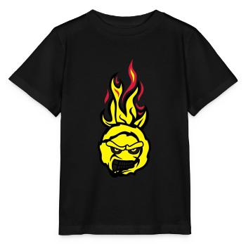 tennis face cartoon flamme feroce - T-shirt bio MINI CREATOR Stanley/Stella Enfant - noir - Devant - Mikhail (115cm)