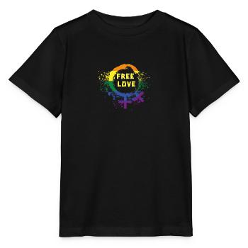 amour libre ,lesbienne,graffiti,arc-en-ciel,LGBT - T-shirt bio MINI CREATOR Stanley/Stella Enfant - noir - Devant - Mikhail (115cm)
