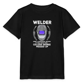 Welder Using A Diploma - Stanley/Stella Kinder T-Shirt MINI CREATOR  - Schwarz - Vorne - Mikhail (115cm)