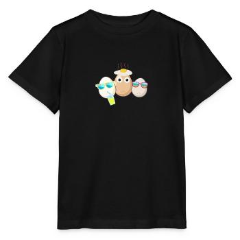 Oeufs,Oeuf,Famille d’oeufs, Famille,Oeuf au plat, Été - T-shirt bio MINI CREATOR Stanley/Stella Enfant - noir - Devant - Mikhail (115cm)