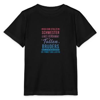 Je suis la soeur fière d'un grand frère - T-shirt bio MINI CREATOR Stanley/Stella Enfant - noir - Devant - Mikhail (115cm)