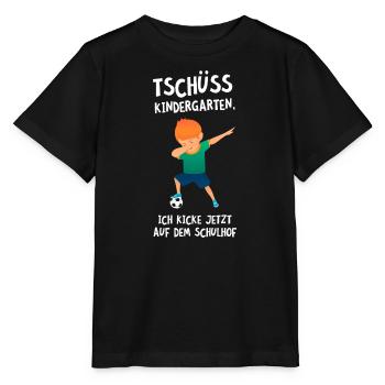 Tschüss Kindergarten - Fußball Kicken - Stanley/Stella Kinder T-Shirt MINI CREATOR  - Schwarz - Vorne - Mikhail (115cm)