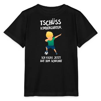 Tschüss Kindergarten - Fußball Kicken Einschulung - Stanley/Stella Kinder T-Shirt MINI CREATOR  - Schwarz - Vorne - Mikhail (115cm)