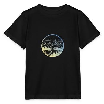 Berge Landschaft - Stanley/Stella Kinder T-Shirt MINI CREATOR  - Schwarz - Vorne - Mikhail (115cm)