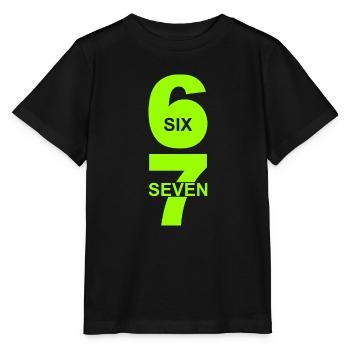 Six Seven - 67 - Typo - Meme - Basketball - 6-7 - Stanley/Stella Kinder T-Shirt MINI CREATOR  - Schwarz - Vorne - Mikhail (115cm)