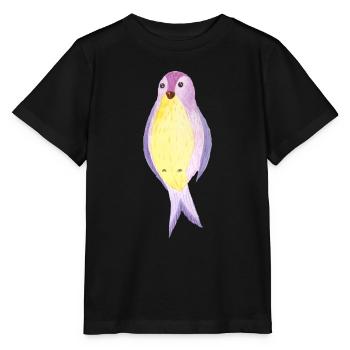 Aquarelle hirondelle - T-shirt bio MINI CREATOR Stanley/Stella Enfant - noir - Devant - Mikhail (115cm)