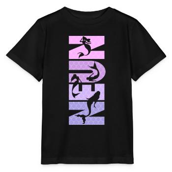 Kinder Geburtstag Mädchen 9 Jahre Meerjungfrau - Stanley/Stella Kinder T-Shirt MINI CREATOR  - Schwarz - Vorne - Mikhail (115cm)
