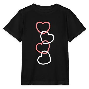 Vier Herzen an einer Kette - Stanley/Stella Kinder T-Shirt MINI CREATOR  - Schwarz - Vorne - Mikhail (115cm)