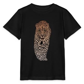 Leopard Africa animal motif predator Loparden - Stanley/Stella MINI CREATOR Kids’ T-Shirt - black - Front - Mikhail (115cm)