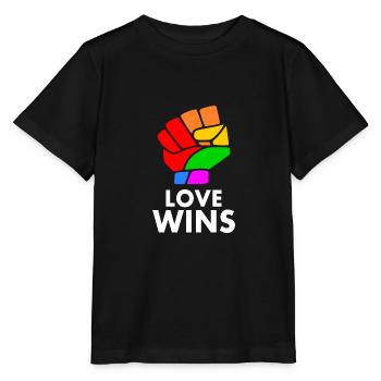 Love wins - Stanley/Stella MINI CREATOR Kids’ T-Shirt - black - Front - Mikhail (115cm)