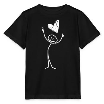 Stick figure "Love" (with heart) - Stanley/Stella MINI CREATOR Kids’ T-Shirt - black - Front - Mikhail (115cm)