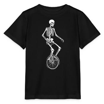 Skelett fährt Einrad - Stanley/Stella Kinder T-Shirt MINI CREATOR  - Schwarz - Vorne - Mikhail (115cm)