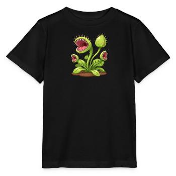 Fleischfressende Pflanze Geschenk  - Stanley/Stella Kinder T-Shirt MINI CREATOR  - Schwarz - Vorne - Mikhail (115cm)
