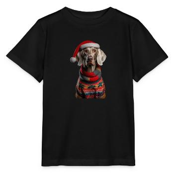 Weimaraner Weihnachten - Stanley/Stella Kinder T-Shirt MINI CREATOR  - Schwarz - Vorne - Mikhail (115cm)