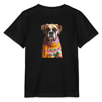 Deutscher Boxer Weihnachten - Stanley/Stella Kinder T-Shirt MINI CREATOR  - Schwarz - Vorne - Mikhail (115cm)