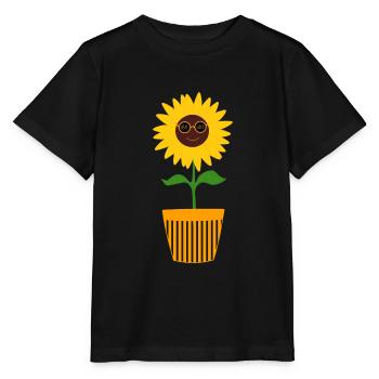 70er Jahre Blume Muster Sonnenblume - Stanley/Stella Kinder T-Shirt MINI CREATOR  - Schwarz - Vorne - Mikhail (115cm)