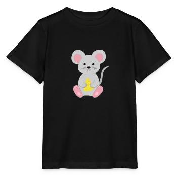Mouse with cheese - Stanley/Stella MINI CREATOR Kids’ T-Shirt - black - Front - Mikhail (115cm)