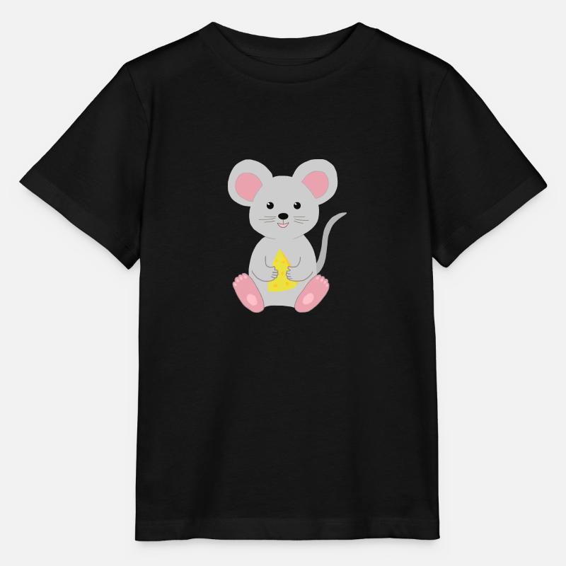 Mouse with cheese - Stanley/Stella MINI CREATOR Kids’ T-Shirt - black