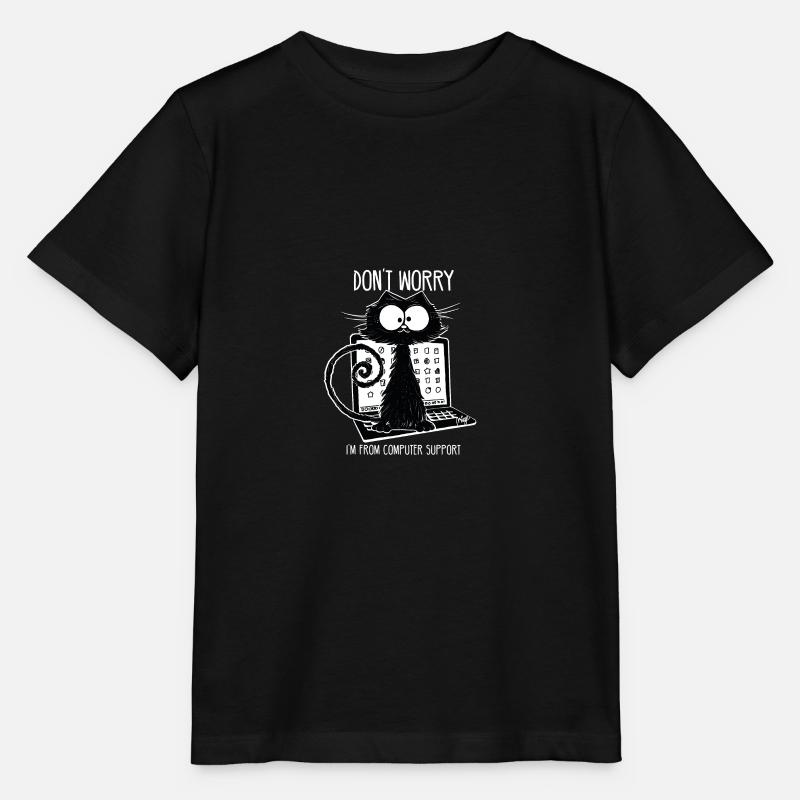 Support informatique drôle de chat noir - T-shirt bio MINI CREATOR Stanley/Stella Enfant - noir