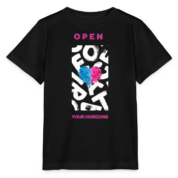 Open your horizons - Stanley/Stella MINI CREATOR Kids’ T-Shirt - black - Front - Mikhail (115cm)