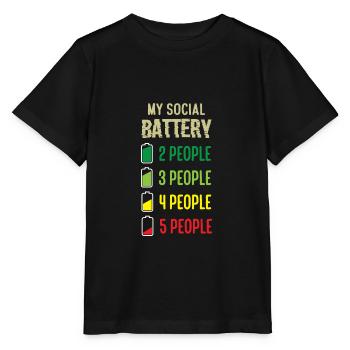 My Social Battery Funny Antisocial Introvert - Stanley/Stella Kinder T-Shirt MINI CREATOR  - Schwarz - Vorne - Mikhail (115cm)