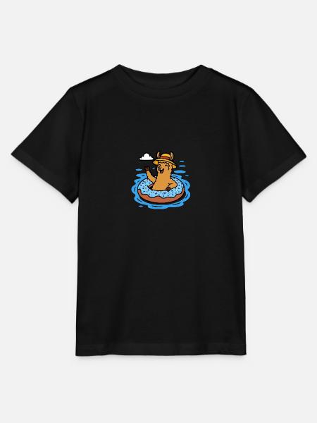 Alpaca con anillo de natación de rosquilla Funny Animals Kids - Camiseta para niños MINI CREATOR de Stanley/Stella - negro