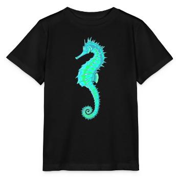 Seahorse Turquoise. Sealife. Sea Horse - Stanley/Stella MINI CREATOR Kids’ T-Shirt - black - Front - Mikhail (115cm)