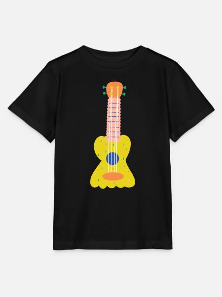 Gelbe Gitarre - Stanley/Stella Kinder T-Shirt MINI CREATOR  - Schwarz