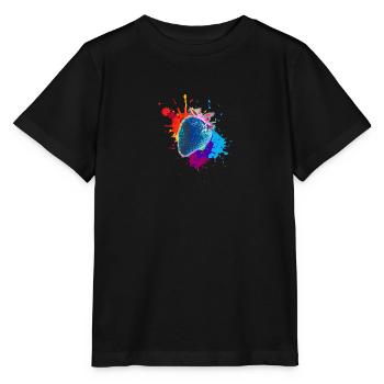 pop-art,erdbeere,farbklecks, splash - Stanley/Stella Kinder T-Shirt MINI CREATOR  - Schwarz - Vorne - Mikhail (115cm)