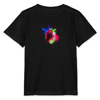Pop Art, Fraise, Splash of Color, Splash - T-shirt bio MINI CREATOR Stanley/Stella Enfant - noir - Devant - Mikhail (115cm)