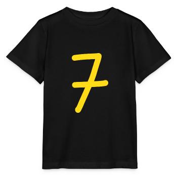 7 Numéro sept numéro jaune anniversaire - T-shirt bio MINI CREATOR Stanley/Stella Enfant - noir - Devant - Mikhail (115cm)