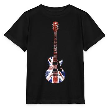 Union Jack Guitar - Stanley/Stella Kinder T-Shirt MINI CREATOR  - Schwarz - Vorne - Mikhail (115cm)