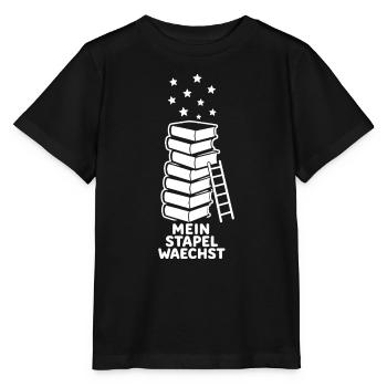 Mein Stapel Wächst Bücher Turm Lesemeister Shirt - Stanley/Stella Kinder T-Shirt MINI CREATOR  - Schwarz - Vorne - Mikhail (115cm)