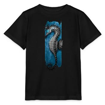 Marine Elegance: Seahorse Serenade - Stanley/Stella MINI CREATOR Kids’ T-Shirt - black - Front - Mikhail (115cm)