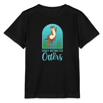 Distrait par les loutres, le dicton ironique des - T-shirt bio MINI CREATOR Stanley/Stella Enfant - noir - Devant - Mikhail (115cm)