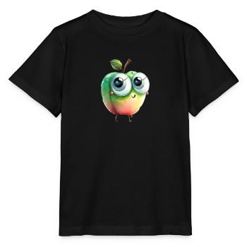 Sweet apple character with googly eyes - Stanley/Stella MINI CREATOR Kids’ T-Shirt - black - Front - Mikhail (115cm)