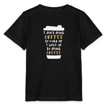 Ich trinke keinen Kaffee um wach zu werden - Stanley/Stella Kinder T-Shirt MINI CREATOR  - Schwarz - Vorne - Mikhail (115cm)