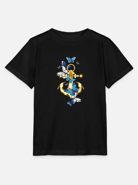 Anker mit Schmetterling-Maritim - Stanley/Stella Kinder T-Shirt MINI CREATOR - Schwarz