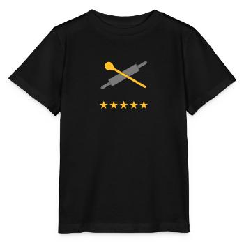 Nudelholz mit Kochlöffel, 5 Sterne - Stanley/Stella Kinder T-Shirt MINI CREATOR  - Schwarz - Vorne - Mikhail (115cm)