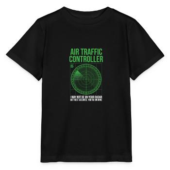 Air Traffic Controller Aircraft Aviation Aviator - Stanley/Stella MINI CREATOR Kids’ T-Shirt - black - Front - Mikhail (115cm)