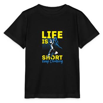 La vie est courte Grimper plus loin Boulderer B - T-shirt bio MINI CREATOR Stanley/Stella Enfant - noir - Devant - Mikhail (115cm)