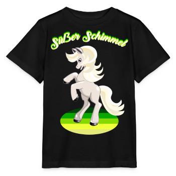 Schimmel süßes Pferd weißes Pferdchen Reiterhof - Stanley/Stella Kinder T-Shirt MINI CREATOR  - Schwarz - Vorne - Mikhail (115cm)