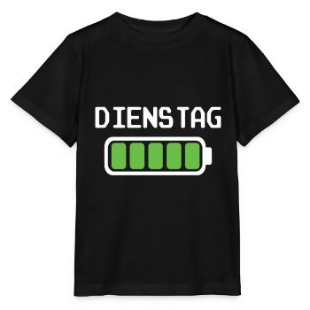 Dienstag Akku voll geladen - Akkustand - Stanley/Stella Kinder T-Shirt MINI CREATOR  - Schwarz - Vorne - Mikhail (115cm)