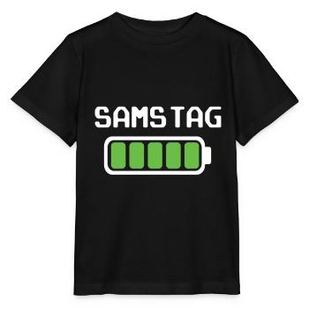 Samstag Akku voll geladen - Akkustand - Stanley/Stella Kinder T-Shirt MINI CREATOR  - Schwarz - Vorne - Mikhail (115cm)